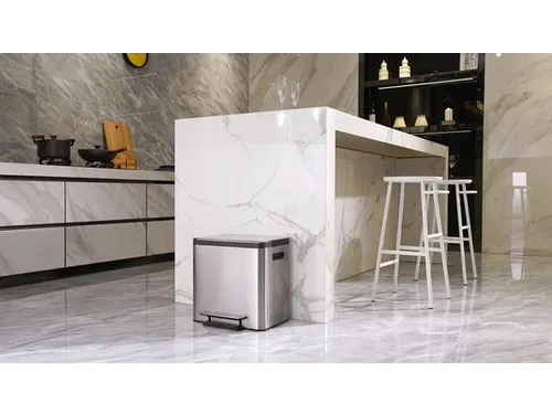 Afvalbak EKO EcoCasa Recycler pedaalemmer 15+15 liter RVS