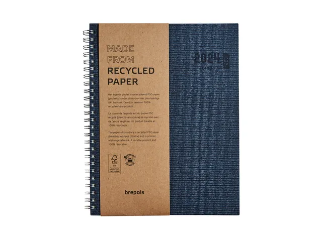 Agenda 2027 Brepols Ecotiming Kazar 7jours/2 pages spirale bleu