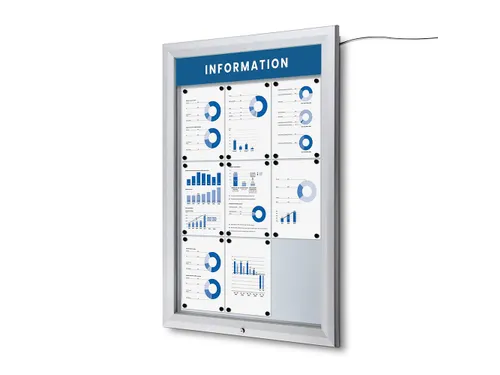 Outdoor mededelingenbord 9x A4 met logopaneel LED verlicht