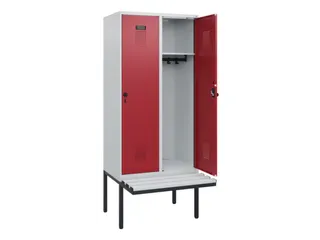 locker met bank,HxBxD 1950x800x815mm,2vak,vak B 400mm,draaigrendel - 1
