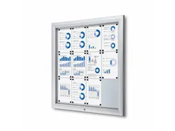 Vitrinekast mededelingenbord Outdoor 12xA4 met gasveer Zilver