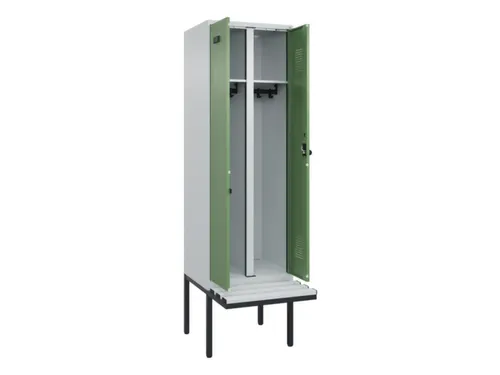 locker met bank,voor scheiding van kleding,HxBxD 2120x600x815mm,2vak