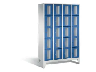 Lockerkast 1850x1190x500mm 4x5 vakken Cilinderslot Poten, RAL5010 - 2
