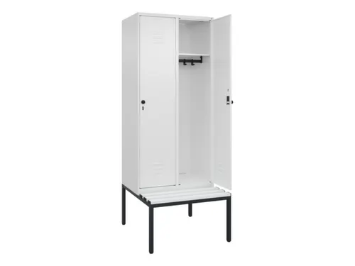 locker met bank,HxBxD 2120x800x815mm,2vak,vak B 400mm,draaigrendel