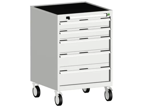 ladekast verrijdbaar 980x650x650mm 5laden romp RAL7035 front RAL7035