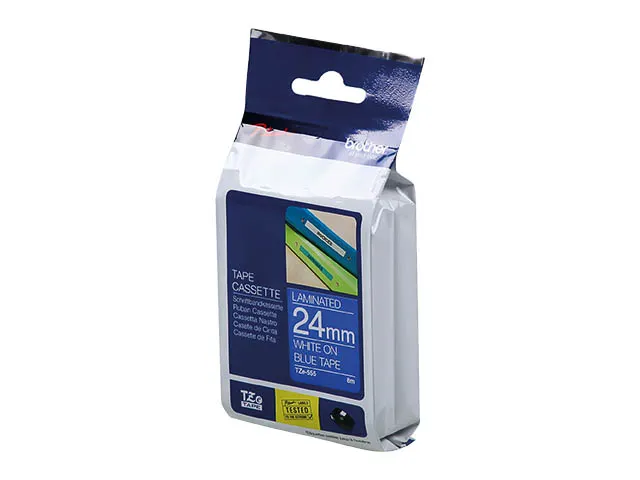 Lettertape Brother Tze-555 P-touch 24mm Wit Op Blauw