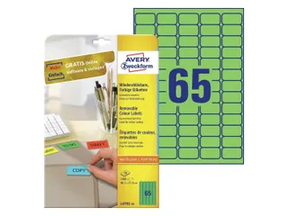 Gekleurde etiketten Avery Zweckform 38,1x21x2mm Groen 1300 stuks - 1