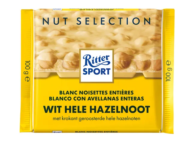 Chocolade Ritter Sport wit-hele hazelnoot 100gr