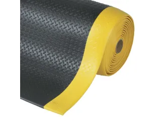 antivermoeidheidsmat,mat,HxLxB 12,7x910x600mm,vinyl,geribd,zwart/geel - 1