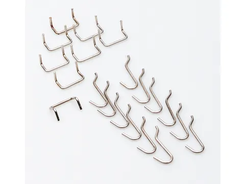 Houderassortiment,V. Perfoplaat,2Haakuitvoeringen,20-Delig,Verchroomd