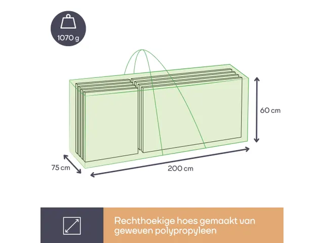 Housse d'extérieur rectangulaire pour coussins lounge gris XL