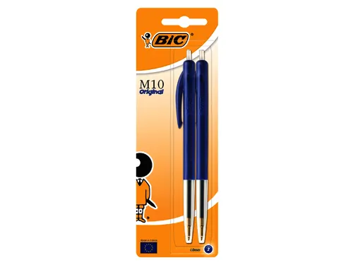 Balpen Bic M10 medium blauw blister à 2 stuks