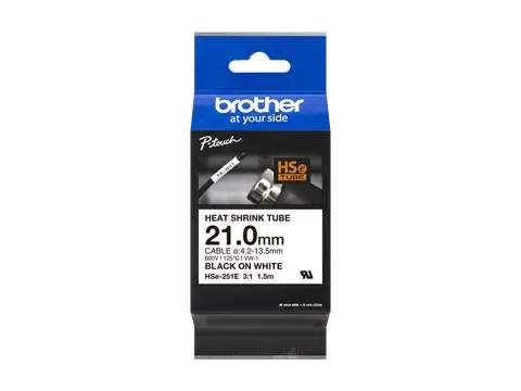 Brother HSe-251E krimpkous tapecassette Zwart op wit 21mm