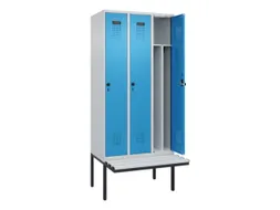 locker met bank,voor scheiding van kleding,HxBxD 2120x900x815mm,3vak