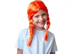 Oranje pruik met vlechten