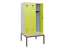 locker met bank,HxBxD 1950x900x815mm,3vak,vak B 300mm,cilinderslot
