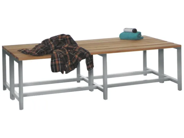dubbele zitbank,LxD 1500x740mm,houten lijst beuken,onderstel RAL7016