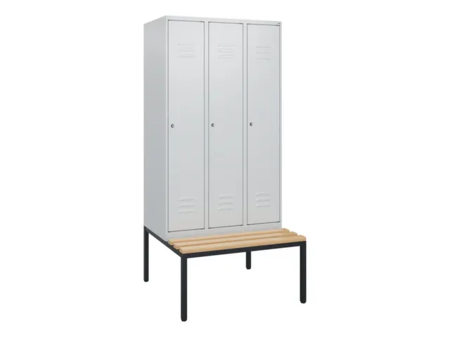 locker met bank,HxBxD 1950x900x815mm,3vak,vak B 300mm,cil.-slot