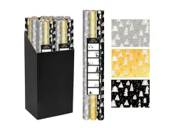 Geschenkpapier Kerst 70cmx2m zwart goud zilver 3 stuks