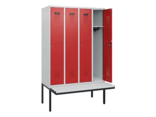 locker met bank,HxBxD 1950x1200x815mm,4vak,vak B 300mm,cilinderslot - 1