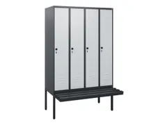 locker met bank,HxBxD 1950x1200x815mm,4vak,vak B 300mm,draaigrendel