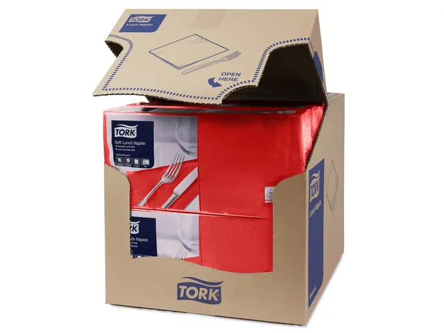 Tork 477861 Soft Lunchservet Advanced Rood 33x33cm