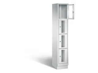 Lockerkast 1800x320x500mm 1x4 vakken Cilinderslot, Sokkel, RAL7035 - 1