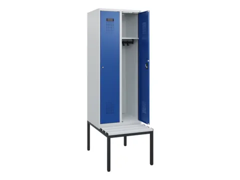 locker met bank,HxBxD 1950x600x815mm,2vak,vak B 300mm,cilinderslot