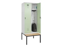 locker met bank,HxBxD 2120x800x815mm,2vak,vak B 400mm,draaigrendel