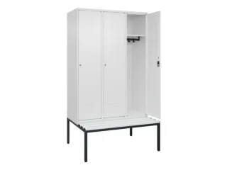 locker met bank,HxBxD 2120x1200x815mm,3vak,vak B 400mm,cil.-slot - 2