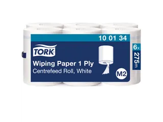 Poetspapier Tork M2 1 laags 6 rollen wit 100134 - 1