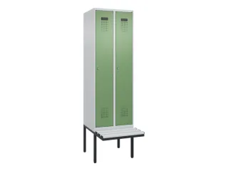 locker met bank,HxBxD 2120x600x815mm,2vak,vak B 300mm,cilinderslot - 2