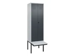 PBM-locker met bank,HxBxD 2120x600x815mm,2vak,vak B 300mm,draaigrendel