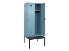 locker met bank,HxBxD 2120x800x815mm,2vak,vak B 400mm,draaigrendel