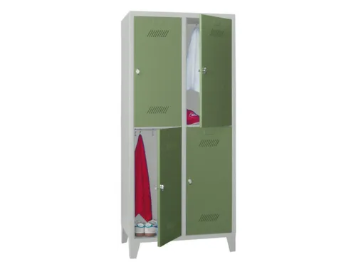 dubbeldekse locker,HxBxD 1850x800x500mm,2x2vak.,RAL7035,front RAL6011
