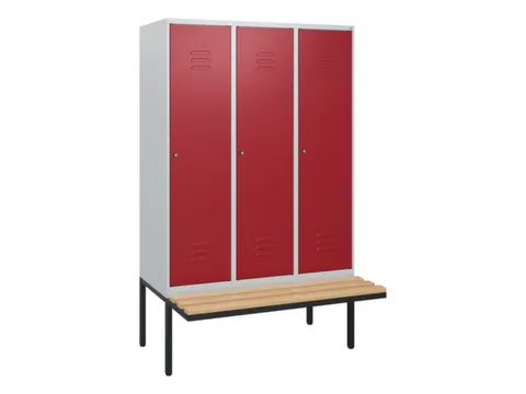 locker met bank,HxBxD 1950x1200x815mm,3vak,vak B 400mm,cil.-slot