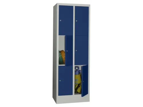 lockerkast,HxBxD 1850x600x500mm,2x3vakken,RAL7035,front RAL5010