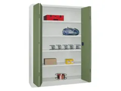 Vouwdeurkast 1950x1500x600mm 4legborden Verzinkt Ral7035 Front Ral6011