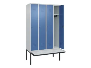 locker met bank,HxBxD 2120x1200x815mm,4vak,vak B 300mm,cil.-slot - 2