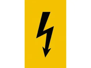 waarschuwingsbord,v. binnen/buiten,Spanningsteken,PVC,geel/zwart - 1