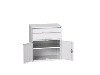 ladekast HxBxD 900x800x550mm 2laden 2deuren RAL7035 front RAL7035 - 1
