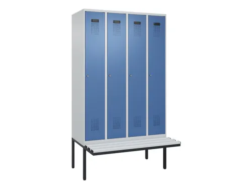 locker met bank,HxBxD 2120x1200x815mm,4vak,vak B 300mm,cilinderslot