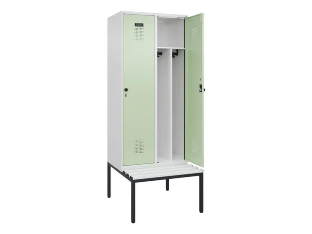 locker met bank,voor scheiding van kleding,HxBxD 2120x800x815mm,2vak