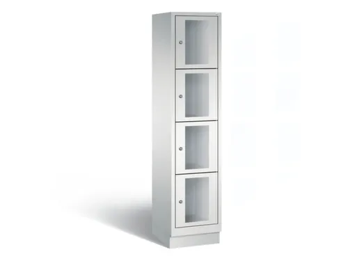Lockerkast 1800x420x500mm 1x4 vakken Cilinderslot, Sokkel, RAL7035