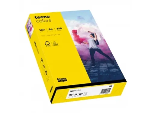 Inapa Tecno colors Gekleurd papier A4 Intens Geel 120 gram 250vel