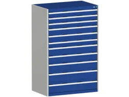 ladekast HxBxD 1600x1050x650mm 11laden RAL7035 front RAL5010