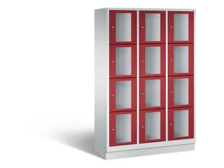 Lockerkast 1800x1200x500mm 3x4 vakken Cilinderslot, Sokkel, RAL3003 - 2