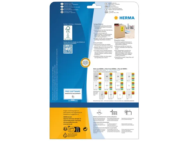 HERMA 4423 Verwijderbare etiketten A4 210x297mm Blauw 20 stuks