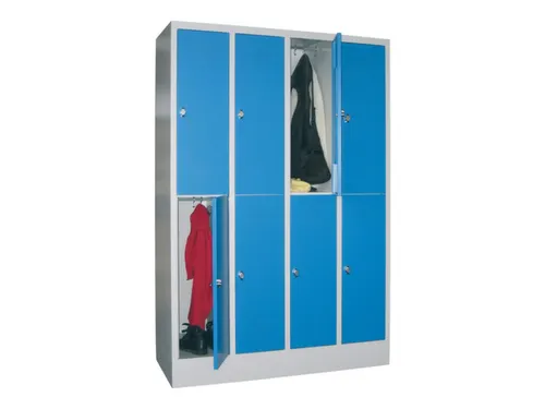 lockerkast,HxBxD 1850x1200x500mm,4x2vakken,RAL7035,front RAL5012