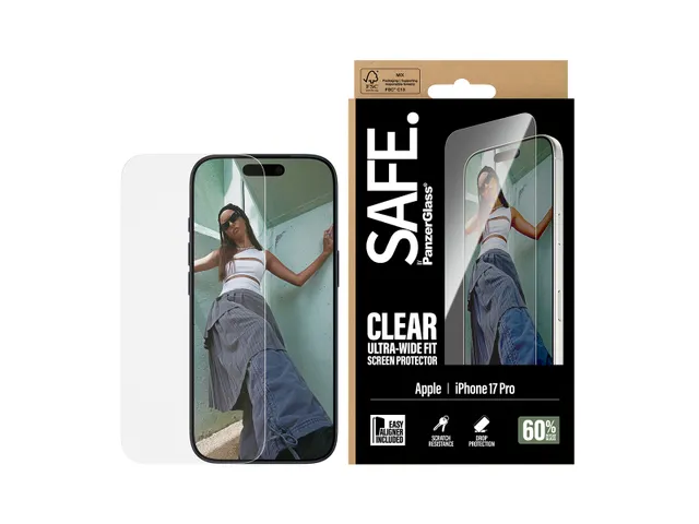 PanzerGlass SAFE. by Screen Protector iPhone 17 Pro | Ultra-Wide Fi